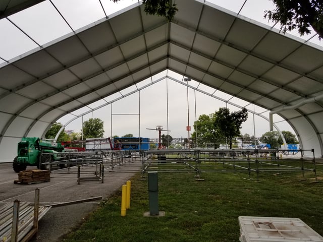 Temporary structure installation for trade show