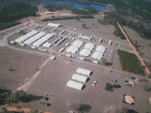 temporary military base camp structure